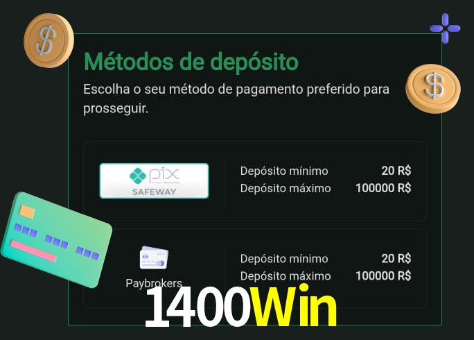 O cassino 1400Win oferece uma grande variedade de métodos de pagamento